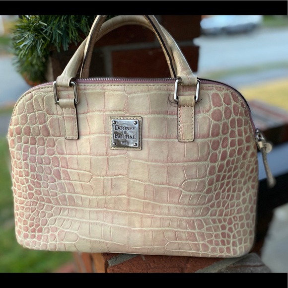Dooney & Bourke Handbags - Dooney and Bourke Cream/pink Croc Leather Handbag